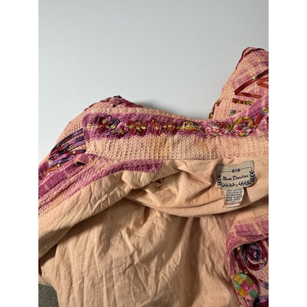 Boho Embroidered Sequin Jacket Quilted Festival Hippie Artwear Womens L - Picture 10 of 12